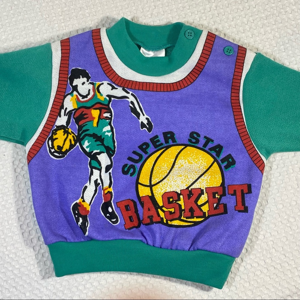 NWT Vintage QUACKERS Super Star Basketball Sweater Shirt; Toddler/ Infant Sz 12
